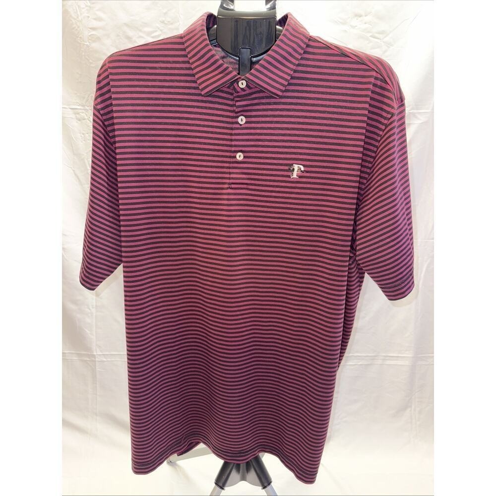 Peter Miller Summer Comfort Men's Striped Polo Size XL Plaid Gingham Red‎ Shirt